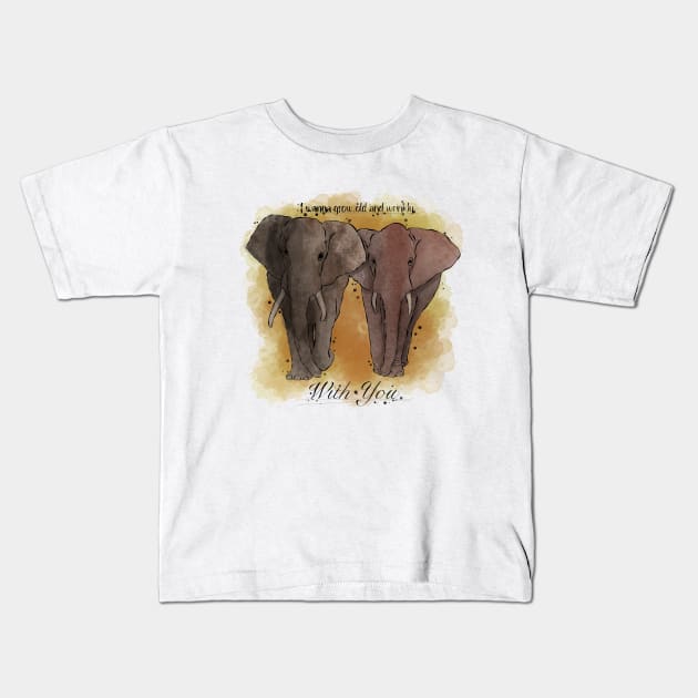 Elephant valentine's design - I wanna grow old and wrinkly with you Kids T-Shirt by CharlieCreates